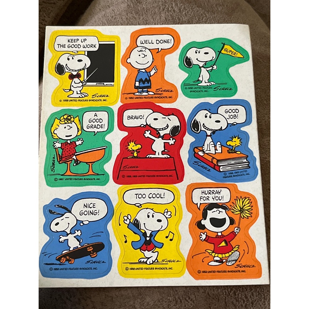 Vintage Peanuts Snoopy Sticker Sheets Lot United Feature Syndicate Schulz 1958